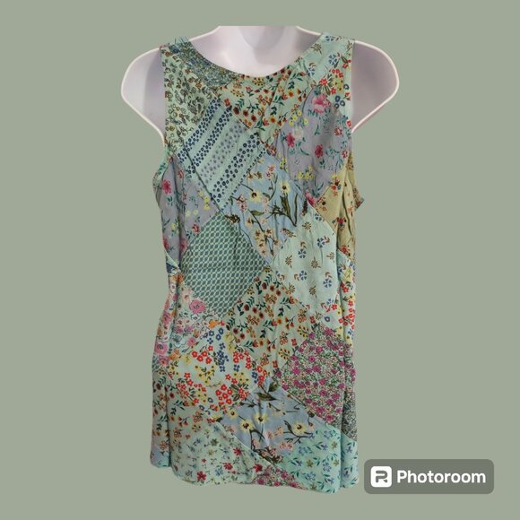SALE! NWT Diamond Patchwork Tank Top w/ Embroidery - Picture 5 of 9